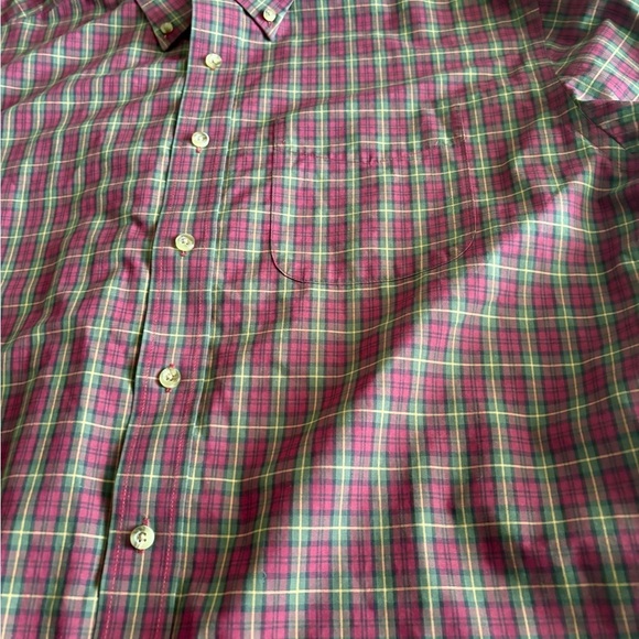 L.L. Bean Plaid Red/Green Button Down Shirt - Size Large - Wrinkle Resistant - Picture 2 of 8